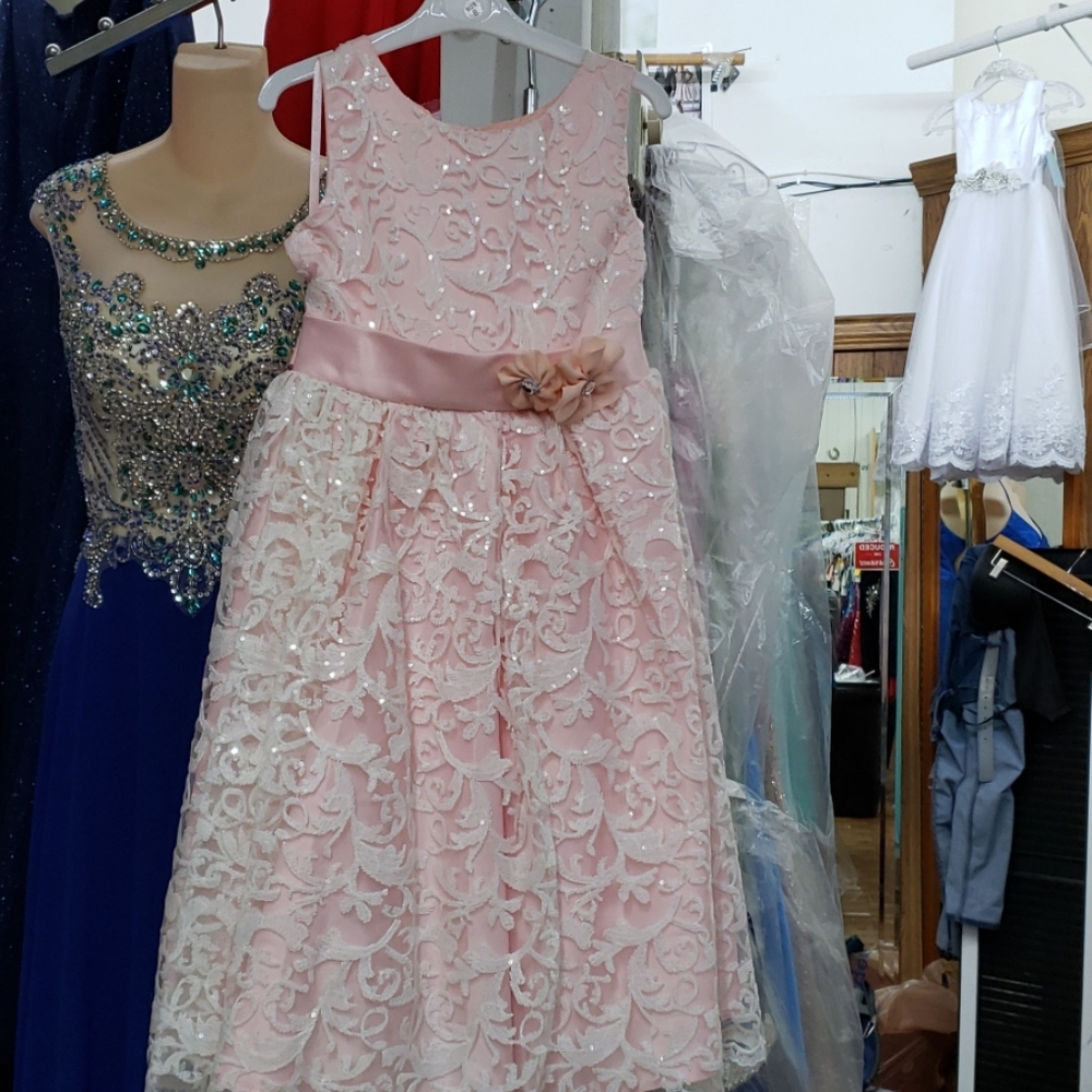 Ivory/ blush dress new sequins on lace